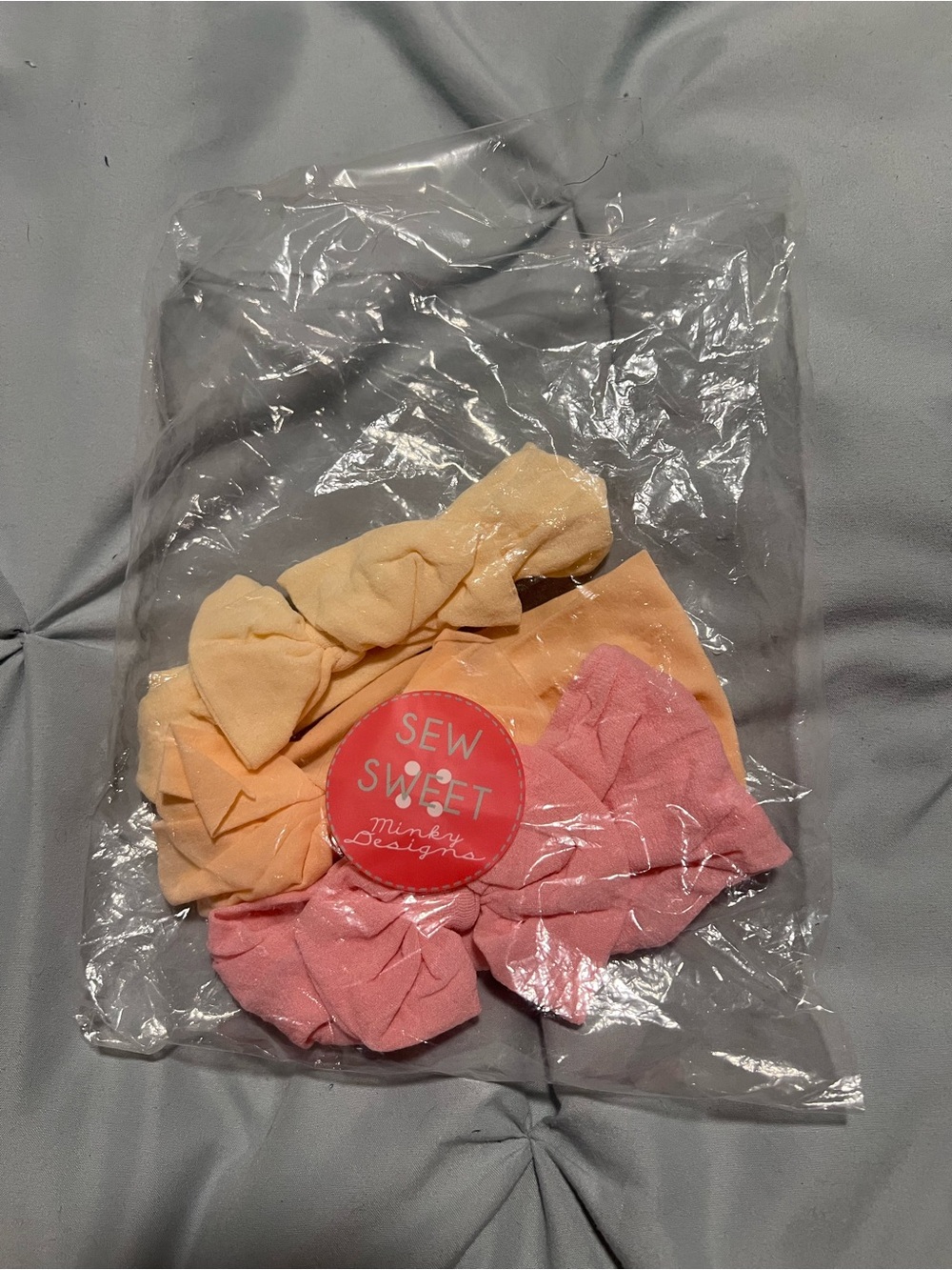 Sew Sweet Minky Design Baby pastel Bow Hair Accessories - Peach, pink, yellow